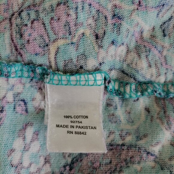 Woman Within Womens Teal Blue Round Neck Paisley Print Tunic T-Shirt Size 2X - Picture 6 of 7